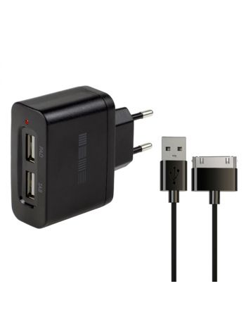 Сетевое зарядное устройство для Apple InterStep 2 USB 2A + кабель Apple 30-pin